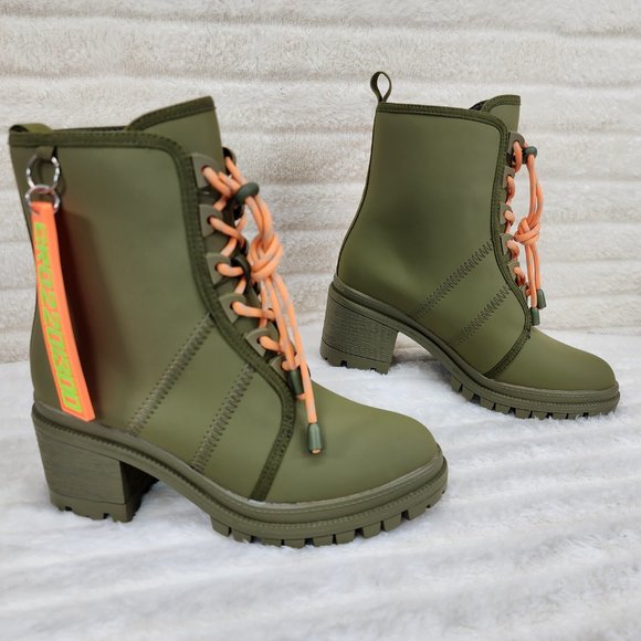 Cape Robbin Stellar Water Resistant Ankle Boots Olive Drab Green - Picture 8 of 8